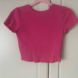 Pink Ribbed Crop Top
